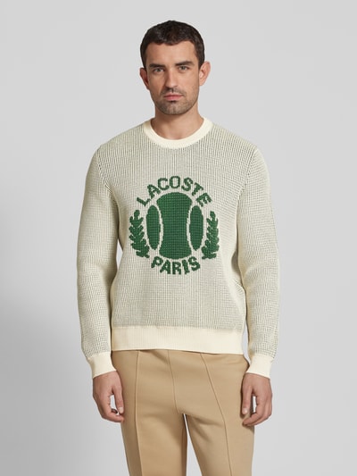 Lacoste Strickpullover mit Label-Print Offwhite 4