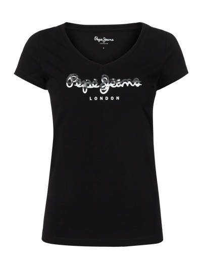 Pepe Jeans T-Shirt mit Pailletten-Besatz Black 1