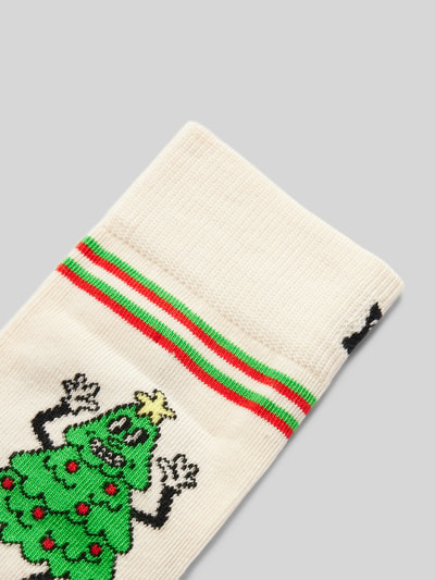 Happy Socks Socken mit Label-Stitching Modell 'Happy Tree' Offwhite 2