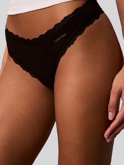 Calvin Klein Underwear String aus Baumwoll-Mix im 2er-Pack Black 3