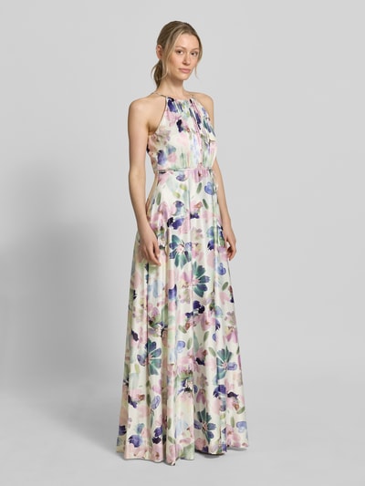Jake*s Cocktail Maxikleid aus Satin mit Bindegürtel Ecru 1