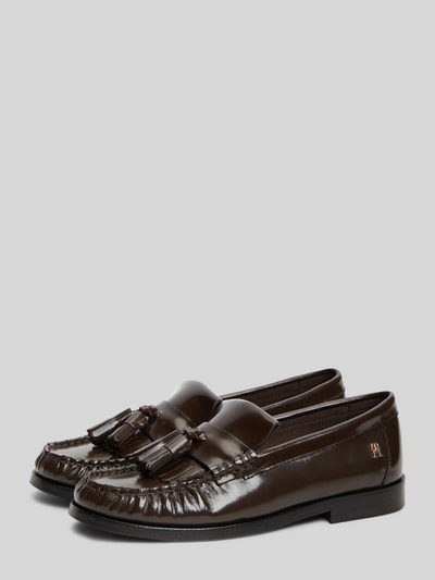 Tommy Hilfiger Loafer aus echtem Leder mit Tasseln Dunkelbraun 1