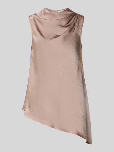 Produktfoto, Blusentop mit Drapierungen von Little Mistress aus Satin in Asymmetrischer-Look mit rückseitigem Knopfverschluss, beige Textur
