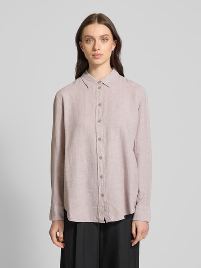 Vero Moda Bluzka lniana o pudełkowym kroju z karczkiem model ‘LINN’ Écru 4