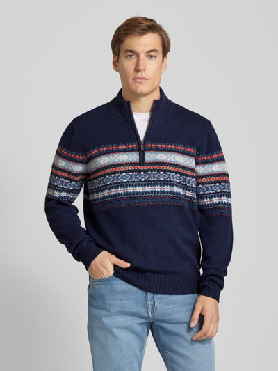 Fynch-Hatton Wollpullover mit Troyer-Kragen Marine 4