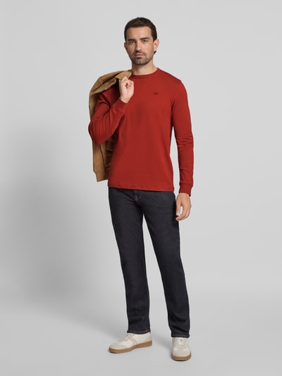 Tom Tailor Regular Fit Langarmshirt aus reiner Baumwolle Rot 1