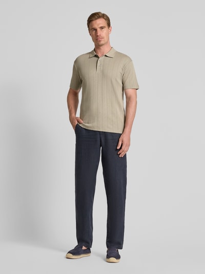 Lindbergh Poloshirt mit kurzer Knopfleiste Khaki 1