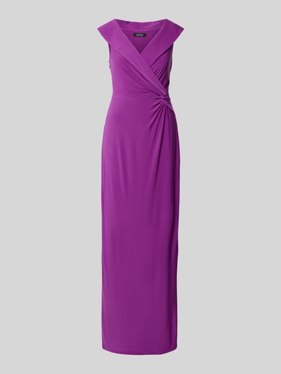 Lauren Ralph Lauren Abendkleid mit V-Ausschnitt Modell 'LEONIDAS' Aubergine 2