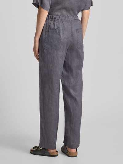 ECOALF Regular fit linnen broek met tunnelkoord, model 'INDIALF' Antraciet - 5