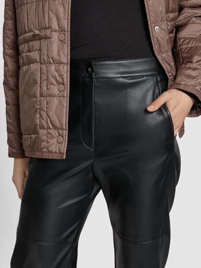 MaxMara Leisure Spodnie materiałowe o kroju straight fit z imitacji skóry model ‘STRUZZO’ Czarny 3