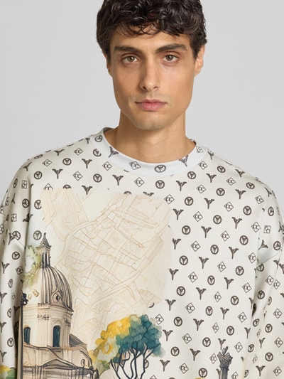 CARLO COLUCCI Oversized Sweatshirt mit gerippten Abschlüssen Offwhite 3