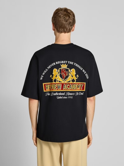 REVIEW T-shirt met labelpatch Zwart - 5
