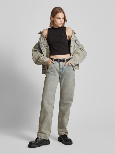 Tommy Jeans Cropped Tanktop mit Label-Stitching Black 1