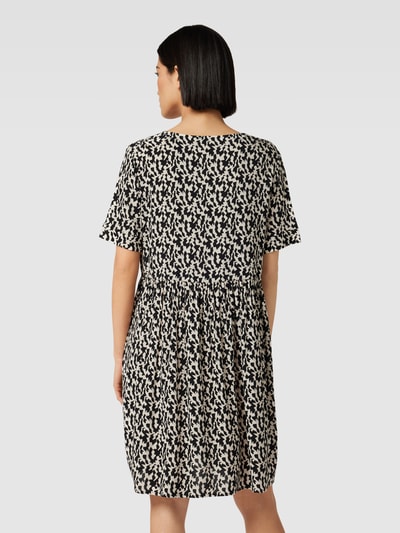 Tom Tailor Knielange jurk van viscose met all-over motief Zwart - 5