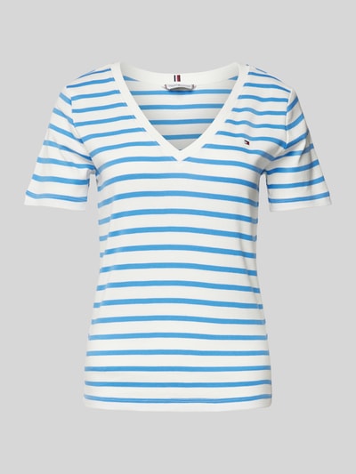 Tommy Hilfiger Slim Fit T-Shirt mit V-Ausschnitt Modell 'CODY' Hellblau 2