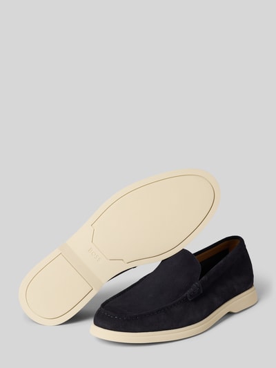 BOSS Instappers van echt leer Marineblauw - 4