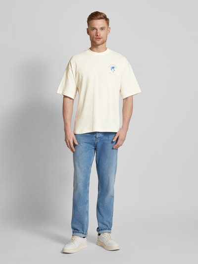 SELECTED HOMME Oversized T-Shirt mit Label-Print Offwhite 1