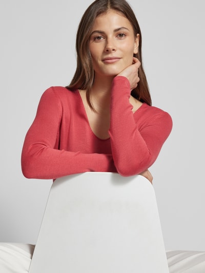 Tom Tailor Regular Fit Strickpullover aus Baumwoll-Mix mit V-Ausschnitt Pink 3