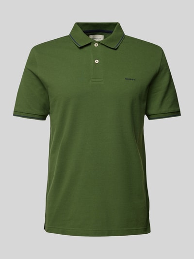 Gant Poloshirt met labelstitching, model 'TIPPING' Olijfgroen - 2