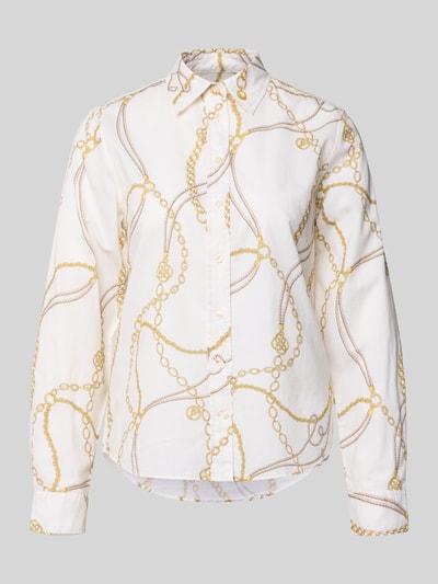 Produktfoto, Regular Fit Bluse im Allover-Look von Gant aus Reine Baumwolle mit Hemdblusenkragen, Knopfleiste und Muster in Weiß und Gold