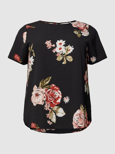 ONLY CARMAKOMA PLUS SIZE blouseshirt met all-over bloemenmotief, model 'VICA' Zwart - 2