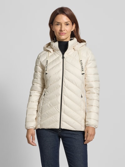 s.Oliver RED LABEL Kurtka pikowana o kroju shaped fit z nadrukiem z logo Złamany biały 4