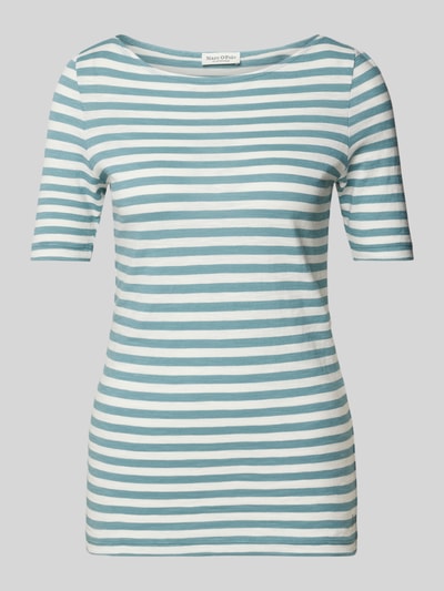 Marc O'Polo T-shirt met streepmotief Aquablauw - 2