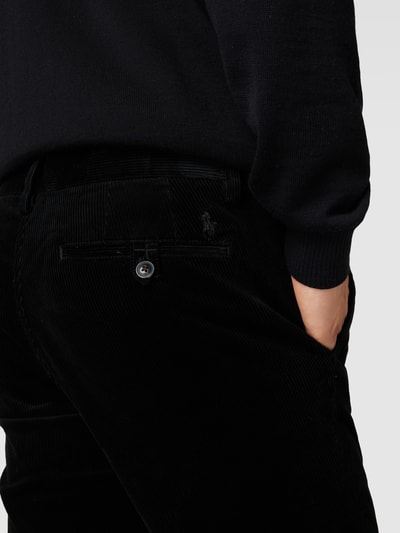 Polo Ralph Lauren Slim stretch fit corduroy broek met knoopsluiting, model 'BEDFORD' Zwart - 3