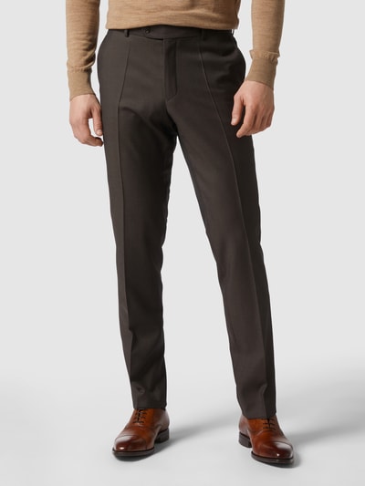 Carl Gross Modern fit pantalon van scheerwol Donkerbruin - 4