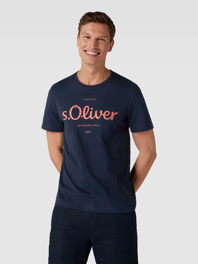 s.Oliver RED LABEL T-shirt z nadrukiem z logo Granatowy 4