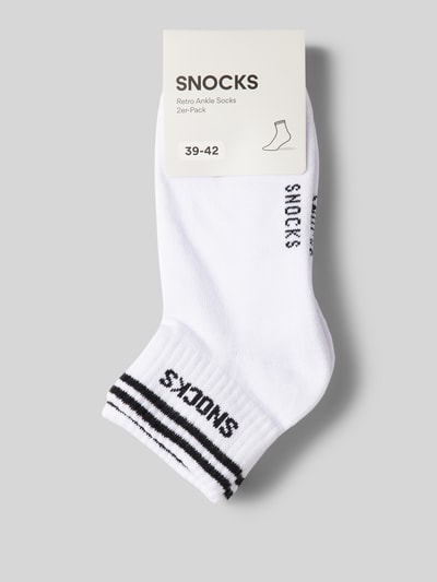 Snocks Socken mit Label-Schriftzug Modell 'Retro Ankle' im 2er-Pack Weiss 3