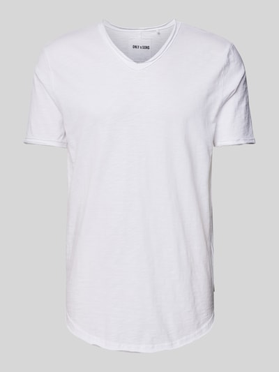 Only & Sons T-Shirt mit V-Ausschnitt Modell 'BENNE' Weiss 1