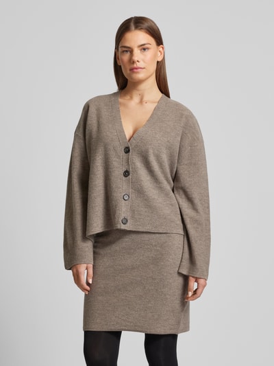 Marc O'Polo Loose Fit Woll-Cardigan mit V-Ausschnitt Taupe 4