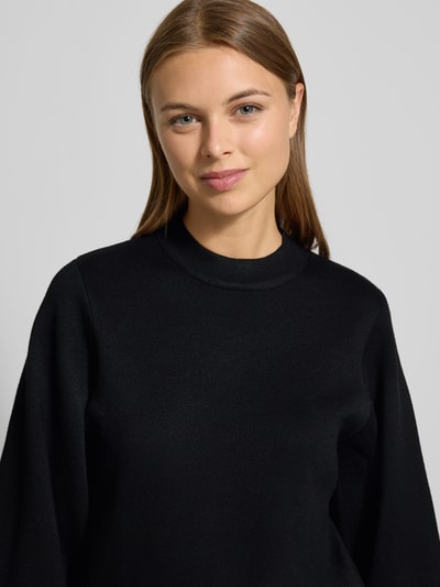 Jake*s Collection Sweter z dzianiny z prążkowanymi wykończeniami Czarny 3