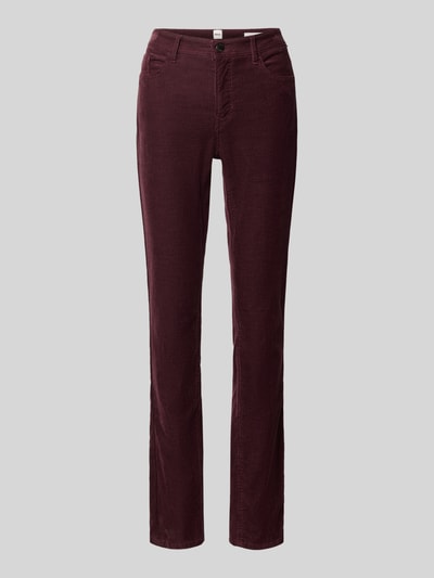 Produktfoto, schmale Hose aus Baumwoll-Mix Modell 'MARY' von Brax in dunklem Bordeauxrot, glatte Oberfläche, Damen Schmale Hose von Brax