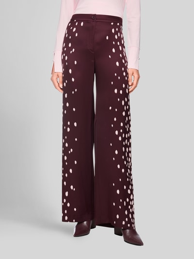 Marc Cain wide fit broek met elastische tailleband achter van viscose Bordeaux - 4