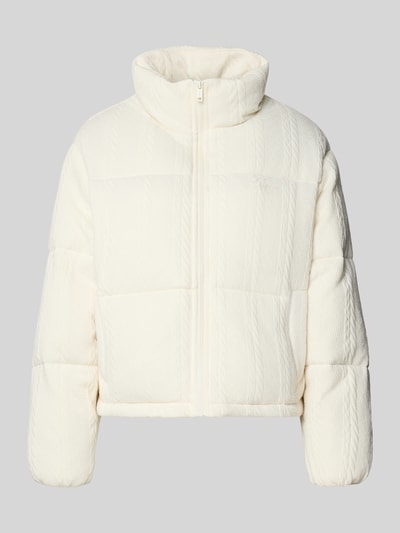 Review Kurtka pikowana ze stójką i wyhaftowanym logo Złamany biały 2