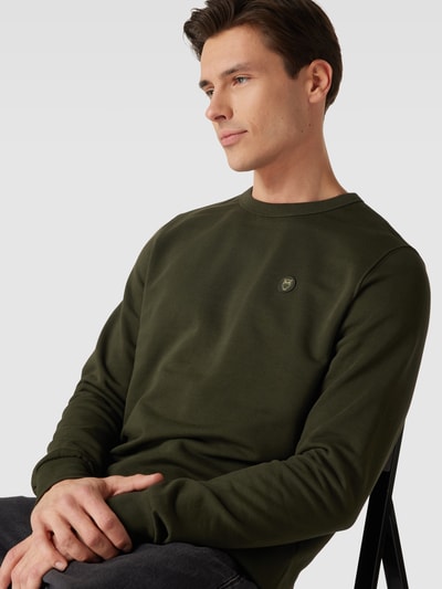 Knowledge Cotton Apparel Sweatshirt met labeldetail Olijfgroen - 3