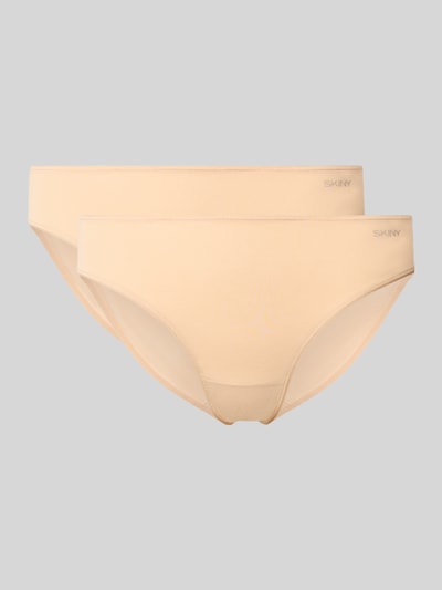 Produktfoto, Slip aus Baumwoll-Mix Modell 'Rio' von SKINY in Beige, glatte Oberfläche, elastischer Bund mit Label-Detail, körpernahe Passform.