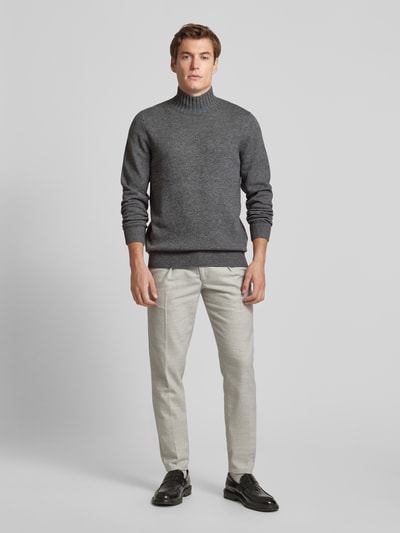 Profuomo Gebreide pullover met ribboorden Antraciet - 1