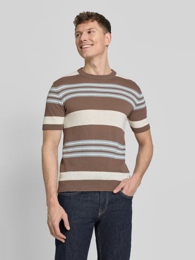 Manuel Ritz Strickshirt mit Rundhalsausschnitt Taupe 4