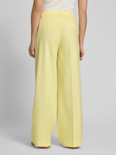 More & More Wide Leg Stoffhose mit Bügelfalten Hellgelb 5