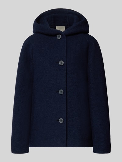Productfoto, Regular Fit Jacke aus Woll-Mix mit Kapuze van FUCHS SCHMITT, donkerblauw, grove textuur, knoopsluiting, damesjack, maat 36