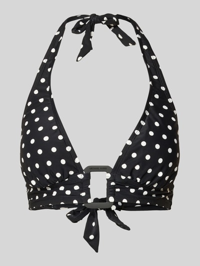 Produktfoto, Bikini-Oberteil mit Logo-Applikation von Michael Kors, mieszanka materiałów z dodatkiem streczu, dopasowany krój, aplikacja z logo, wzór na całej powierzchni, wyjmowane miękkie miseczki, czarne i białe kropki, gładka tekstura