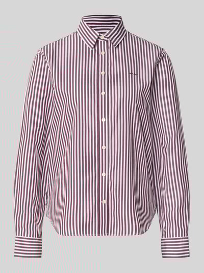 Gant Overhemdblouse met logostitching en afgeronde zoom Bordeaux - 2