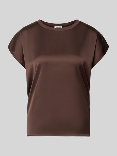 Produktfoto, Regular Fit T-Shirt aus Viskose mit Stretch-Anteil von MORE & MORE in Braun, Satin-Optik, Rundhalsausschnitt, glatte Oberfläche