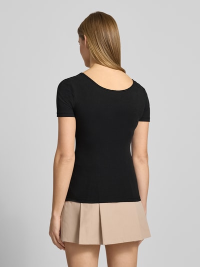 PIECES t-shirt o kroju slim fit z mieszanki bawełny model 'KITTE' Czarny 5