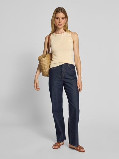 comma Stricktop mit Häkelspitze Sand 1