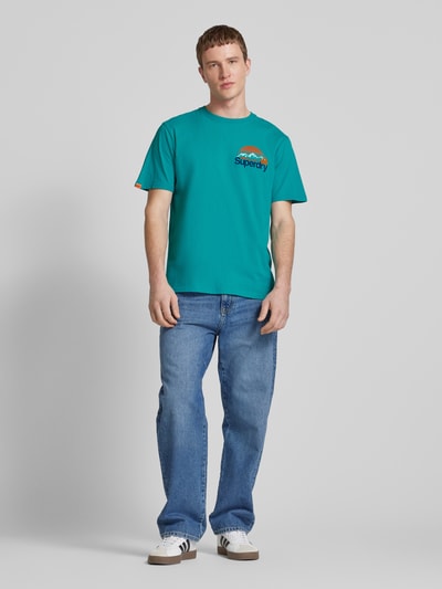 Superdry T-shirt met labeldetail Petrol - 1