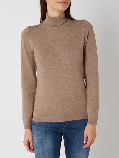 Montego Rollkragen-Pullover aus Baumwollmischung Taupe Melange 3